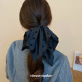Oversized Satin Bow Hair Claw In Black White Polka Dot Or Brown Leopard view 3