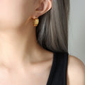 Open Heart Hollow Hoop Earrings Gold Or Steel Latch view 7