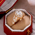 Gold Tone Oval Cluster Ring with Clear Stone Double Halo view 2