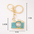 Gold Rhinestone Camera Charm Metal Keychain Lobster Clasp view 3