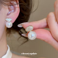 Crystal Bow and Pearl Clip On Earrings Statement Jewelry Design view 4