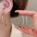 Slim Polished Metal Hoop Earrings in Three Size and Color Options view 2