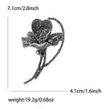 Black Rhinestone Flower Brooch Vintage Silver Tone view 5