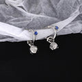 Silver Blue Stud and Clear Look Ball Hoop Earrings view 1