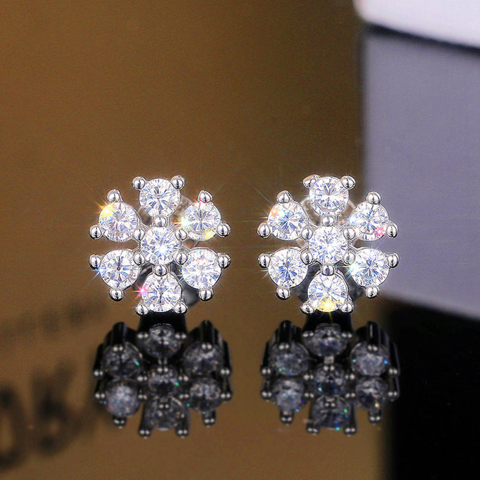 Floral Cluster Crystal Stud Earrings in Two Finishes
