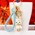 Enamel Princess Dress Rabbit Keychains in White Red and Pink view 6