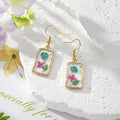 Rectangular Gold Frame Dried Flower Resin Earrings 10 Styles view 6
