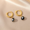 Gold Tone Colorful Evil Eye Huggie Drop Earrings in Seven Colors view 11
