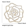 Openwork Camellia Flower Brooch Clear Rhinestones Gold Silver view 6