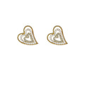 Gold Multi Layer Heart Stud Earrings Pearl And Zirconia view 5