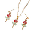 Enamel Fruit Plant Stud Earring Necklace Sets 7 Motifs view 5
