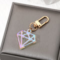 Gold Tone Iridescent Acrylic Heart and Gem Clip Keychains view 10