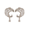 Silver Tone Crystal Crescent Earrings With Teardrop Dangles view 5