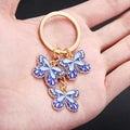 Blue Butterfly Enamel Charm Keychain with Gold Tone Hardware view 4