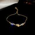 Gold Adjustable Crystal Cat Eye Cross Flower Bracelets view 7