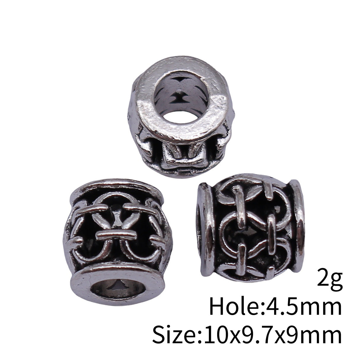 10x9.7x9mm 2g Multicolor Zinc Alloy Hollow Floral Pattern Large Hole Beads for Bracelet Making