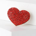 Red Crystal Heart Brooch with Gold Tone Edge for Jackets and Scarves view 3