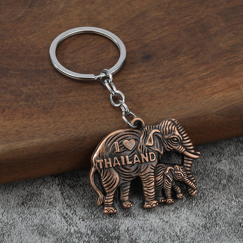3D Elephant and Pixiu Metal Pendant Keychain Charm for DIY Accessories