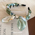 Twisted Fabric Scarf Bow Toothed Headband Coffee Style view 4