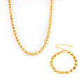 Gold Hollow Heart Linked Chain Necklace and Bracelet Set view 5