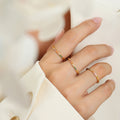 Gold Thin Band Ring Multicolor Zircon Stackable Style view 1