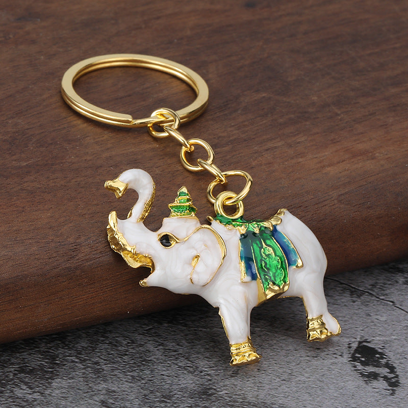 3D Enamel Elephant Metal Keychain, Animal Car Key Ring Pendant Gift