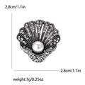 Pearl Shell Rhinestone Brooch Silver Gold Scallop Pin view 6