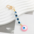 Gold-Tone Evil Eye Bead Keychain With Glass Disc Pendant view 12