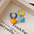 Colorful Elephant and Pumpkin Charm Hoop Earrings Fashion Jewelry for Women view 4