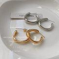 Polished Chunky C Hoop Earrings In Silver And Gold Tone view 3