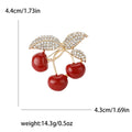 Three Cherry Brooch With Crystal Leaves in Gold Tone view 5