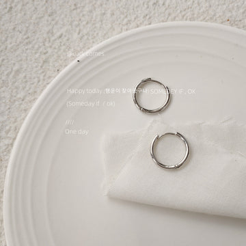 Silver Tone Twisted Fine Round Huggie Hoop Earrings For Women