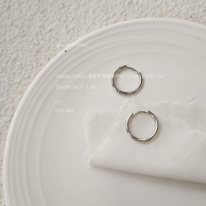 Silver Tone Twisted Fine Round Huggie Hoop Earrings For Women