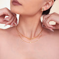 Five Star Zircon Station Necklace And Snake Chain Gold Steel view 3
