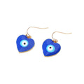 Gold Tone Heart Enamel Evil Eye Hook Earrings in Six Colors view 5