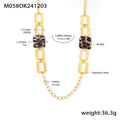 Leopard Acrylic Circle Long Sweater Necklaces Gold Steel view 10