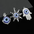Silver Tone Evil Eye Charm Pendant Eight Mixed Shapes view 1
