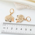 Gold Tone Hedgehog Huggie Drop Earrings in Two Finishes view 4