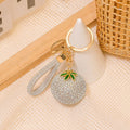 Rhinestone Tomato Fruit Keychain Green Leaf Charm Strap Options view 12