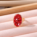 Gold Tone Oval Glitter Adjustable Rings in Seven Colors view 6