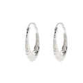 Hammered Silver Tone Sculpted Oval Medium Hoop Earrings view 5