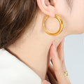 Thick Gold Tone Hoop Earrings Small And Large Sizes view 4