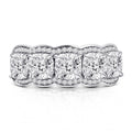 Silver-Tone Five Cushion Cubic Zirconia Brass Band Ring, Sizes 6-10 view 5