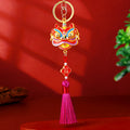 Enamel Lion Dance Head Tassel Keychains in Ten Bright Color Options view 11