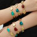 Resin Link Bracelet in Red Green and Blue Gold Tone Styles view 4