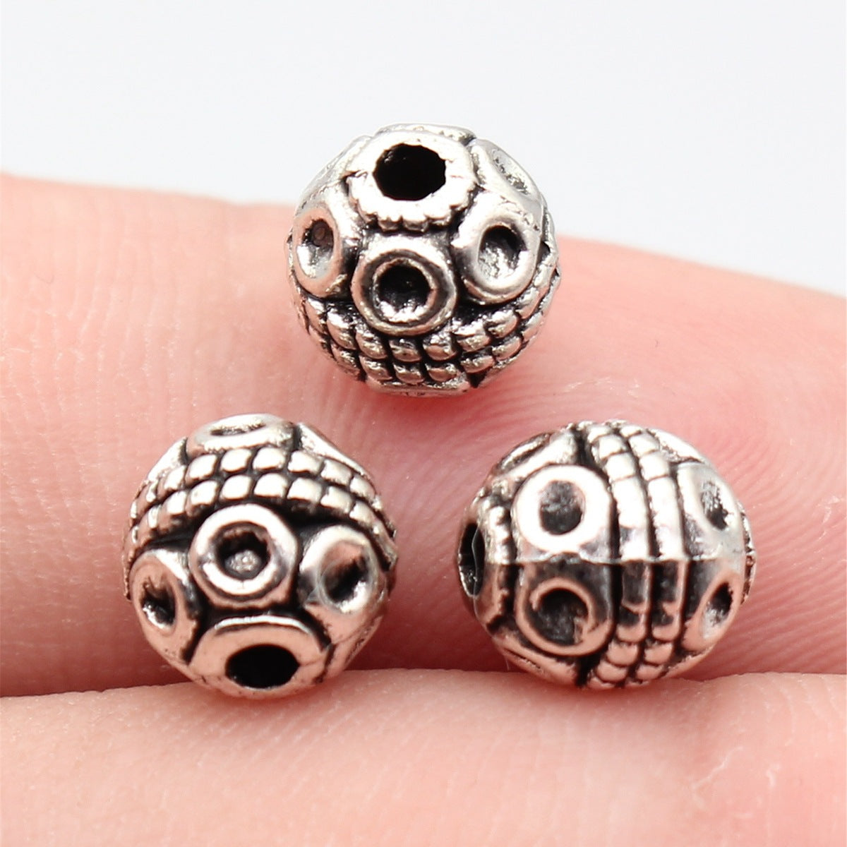 8.5x8.1x8.1mm 1.5g Antique Silver Zinc Alloy Round Hole Spacer Beads for DIY Bracelet Jewelry Making