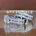 Two Piece Round Stone Channel Ring Set Metal Jewelry Design view 2