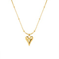 Gold Rose Steel Puffy Heart Pendant Snake Chain Necklace view 5