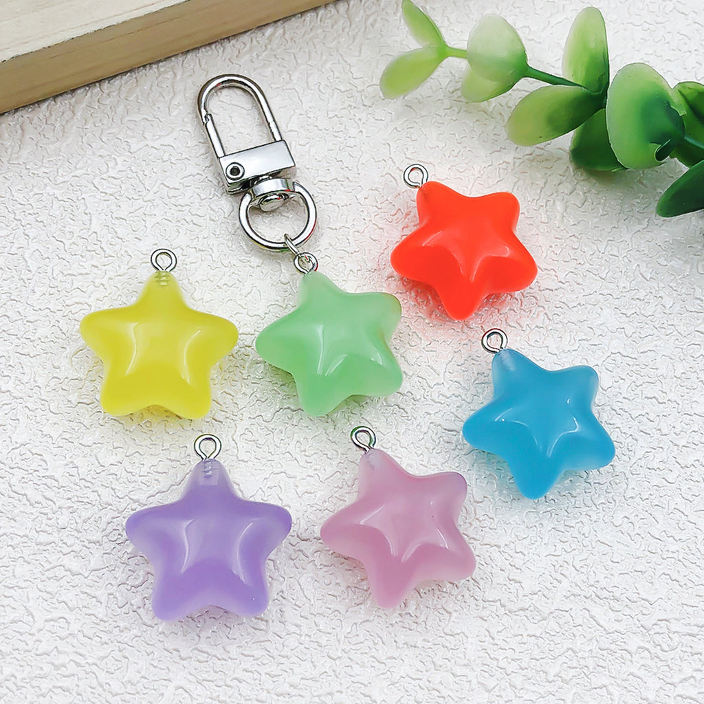 Glow Resin 3D Five Point Star charm pendant for DIY keychain earring necklace