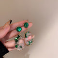 Two Style Green Irregular Openwork Dangle Earrings view 7